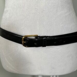 VTG Genuine Eel Skin Belt Black Gold Buckle Size 36